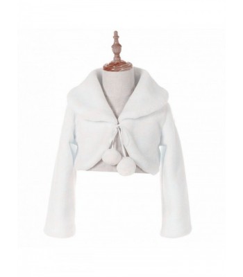 1Y-10Y White Ivory Off Pink Flower Girl Faux Fur Wraps Cape Kids First Communion - White Style C - CZ180Z2O3QG