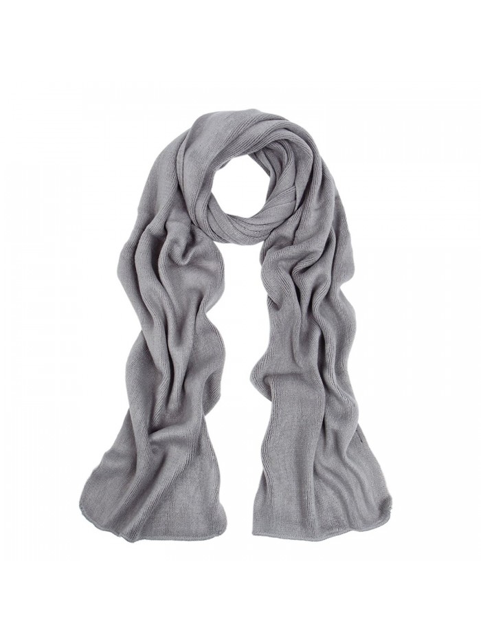 Premium Long Fine Knit Solid Color Warm Winter Scarf - Different Colors - Grey - CU127LE1C9H