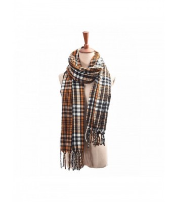 Women Plaid Blanket Scarf- Kilamal Long Tartan Tassel Square Shawls Winter Stylish Pashmina Wraps - Yellow - CS188E8475W