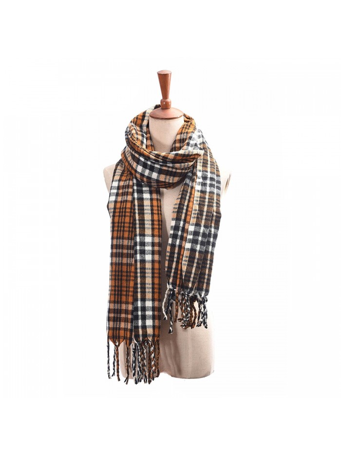 Women Plaid Blanket Scarf- Kilamal Long Tartan Tassel Square Shawls Winter Stylish Pashmina Wraps - Yellow - CS188E8475W