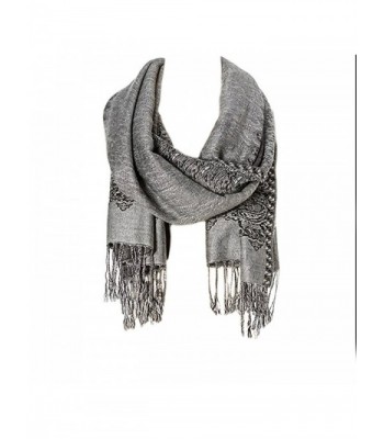 Winter Scarves Thick chunky long Pashmina Warm scarf all Colors Fashion Long shawl Big Grid - Silver With Black - CN184XTSOKA