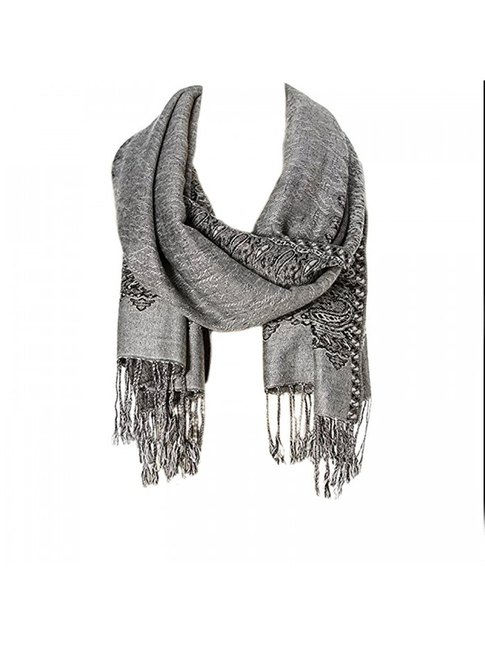 Winter Scarves Thick chunky long Pashmina Warm scarf all Colors Fashion Long shawl Big Grid - Silver With Black - CN184XTSOKA