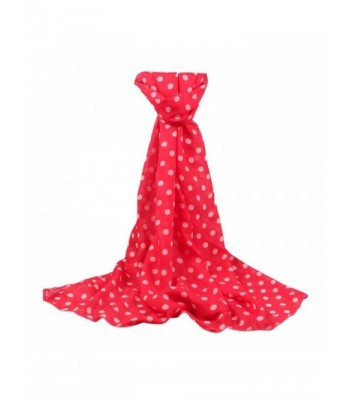 Wensltd Women Long Wrap Shawl Polka Dot Chiffon Scarf Scarves Stole - Red - CE12L5G51ZN