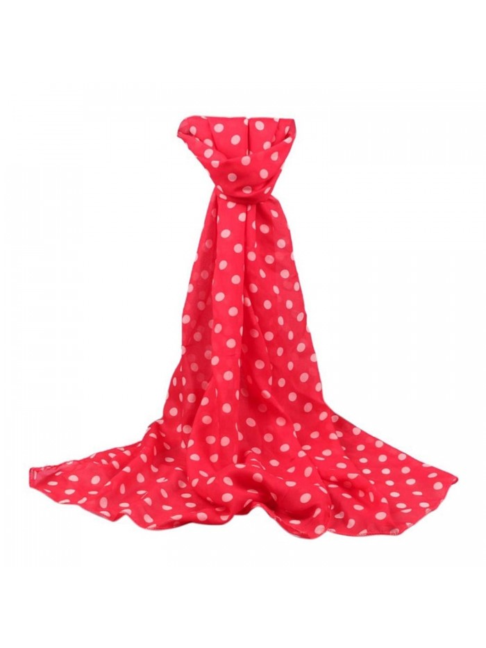 Wensltd Women Long Wrap Shawl Polka Dot Chiffon Scarf Scarves Stole - Red - CE12L5G51ZN