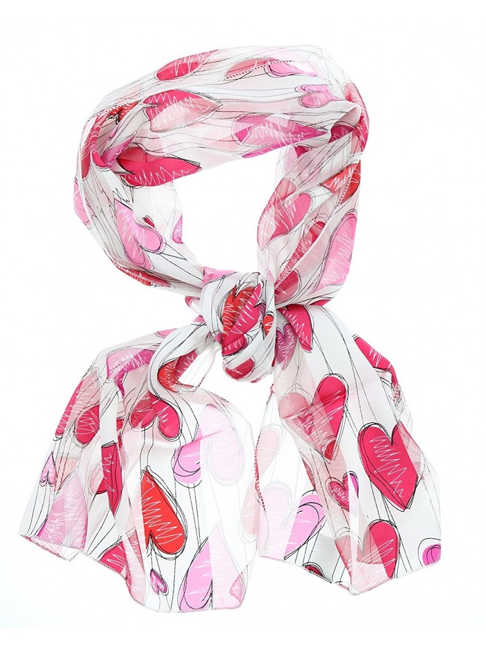 Women's Silky Feel Classic Holiday Scarf- 12"x60"- Giftboxed - Valentine Sketch Hearts - CZ180LYXYAX
