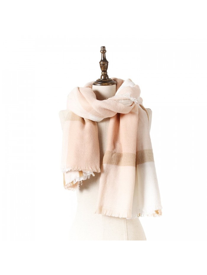 Natural Feelings Fashionable Cozy Soft Big Grid Winter Scarf Wrap Shawl for Women - Off-White - CP12KJ98UCN