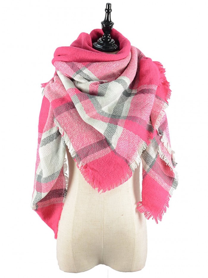 Durio Stylish Blanket Scarves Pashmina - Grey Pink Scarf - CZ1868HHCGU