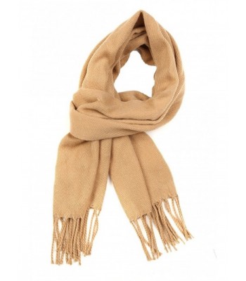 Sakkas Booker Cashmere Feel Solid Colored Unisex Winter Scarf With Fringe - Camel - CS127BWLJ0V
