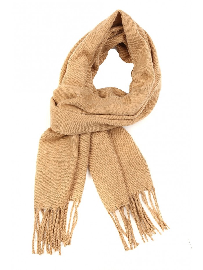 Sakkas Booker Cashmere Feel Solid Colored Unisex Winter Scarf With Fringe - Camel - CS127BWLJ0V