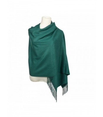 Colleer Pashmina Style Wrap Scarf Solid Colour Shawl Pure Cashmere - All Seasons - Green - CF188IIGXS4