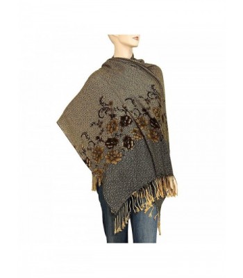 Falari Women's Pashmina Style Shawl Wrap Scarf 78" x 26" - Brown (Flower) - CO128HILAZB