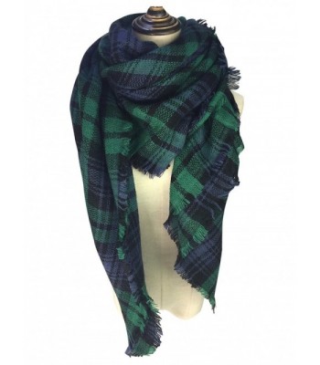 YOUR SMILE Women Tassels Soft Plaid Tartan Stylish Warm Scarf Gorgeous Wrap Shawl - Green - CF186IE54QW