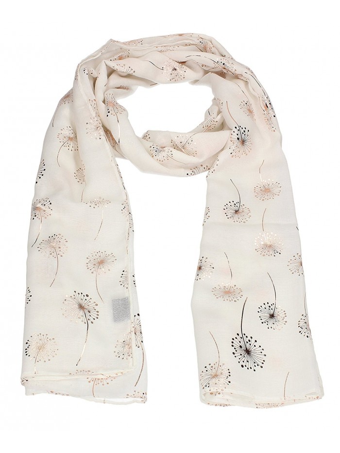 Macy Dandelion Rose Gold Foil Womens Viscose Scarf Shawl Wrap SWANKYSWANS - White - CX187E0KU83