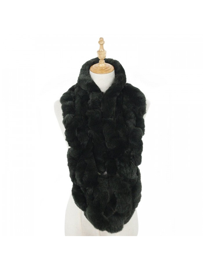 Real Fur Infinity Winter Scarf - Dark Green - CD12O2VWBB7