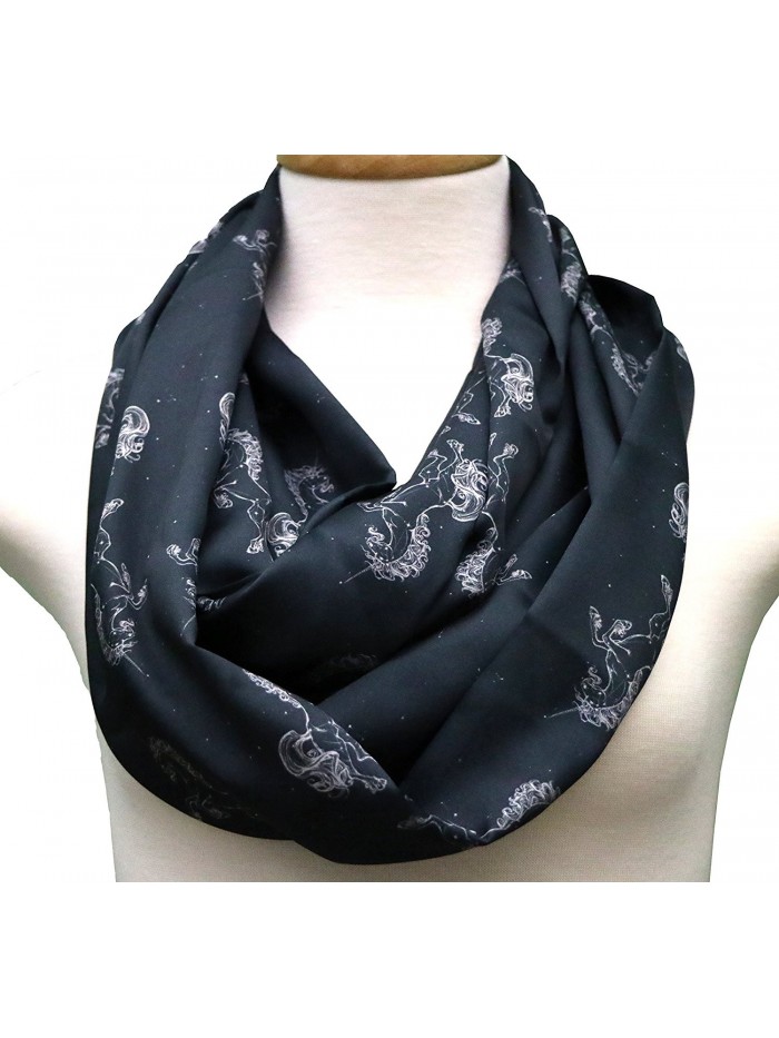 Handmade Unicorn Scarf Gift idea for her- birthday gift. Horse scarf infinity scarf - Black - C412NT4YBB0