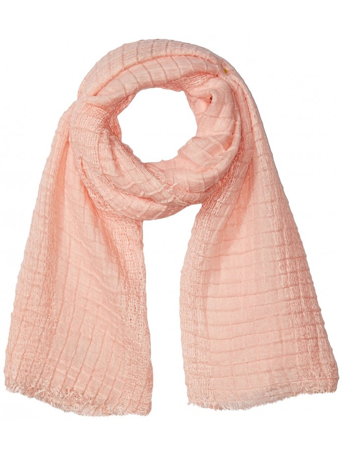 D&Y Women's Solid Yarn Dye Waffle Crinkle Oblong Scarf - Pink - CC12O8E7F7I