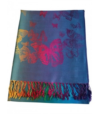 Butterfly Design Shawl Pashmina Scarf Wrap Stole Throw Pashminas CJ Apparel NEW - Turquoise - CE12O1IL42J