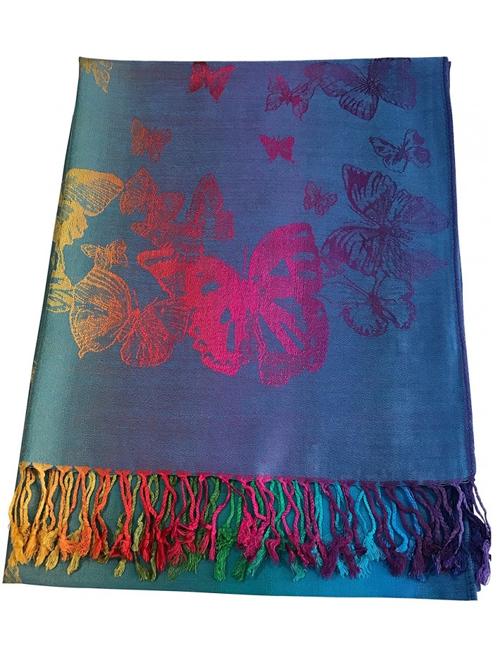 Butterfly Design Shawl Pashmina Scarf Wrap Stole Throw Pashminas CJ Apparel NEW - Turquoise - CE12O1IL42J