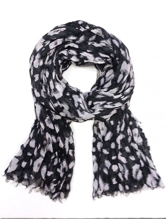 Louis Style Leopard Animal Print Scarf - Black - CU110ZEQXVD