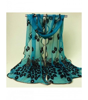 XUANOU Women Elegant Peacock Embroidered in Cold Weather Scarves & Wraps