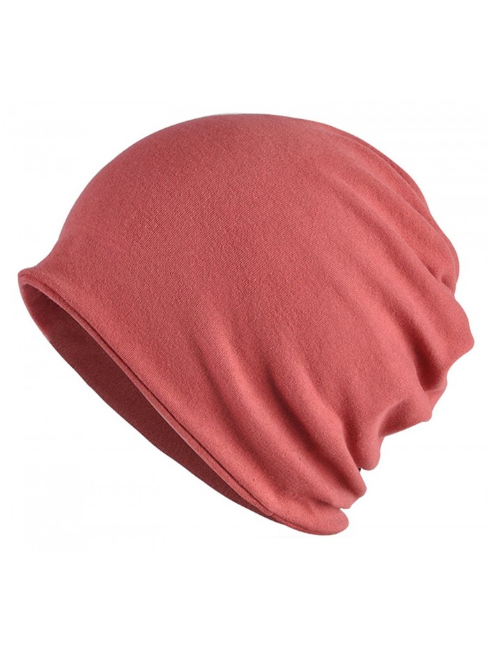 Jemis Womens Cotton Chemo Hat Beanie Scarf - Beanie Cap Bandana for Cancer - Solid Dark Red - CP187EAUG29