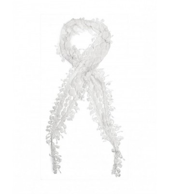 Bohomonde April Scarf- Polka-dot Lace net scarf with crochet lace trim - White - CP180WXWGTT