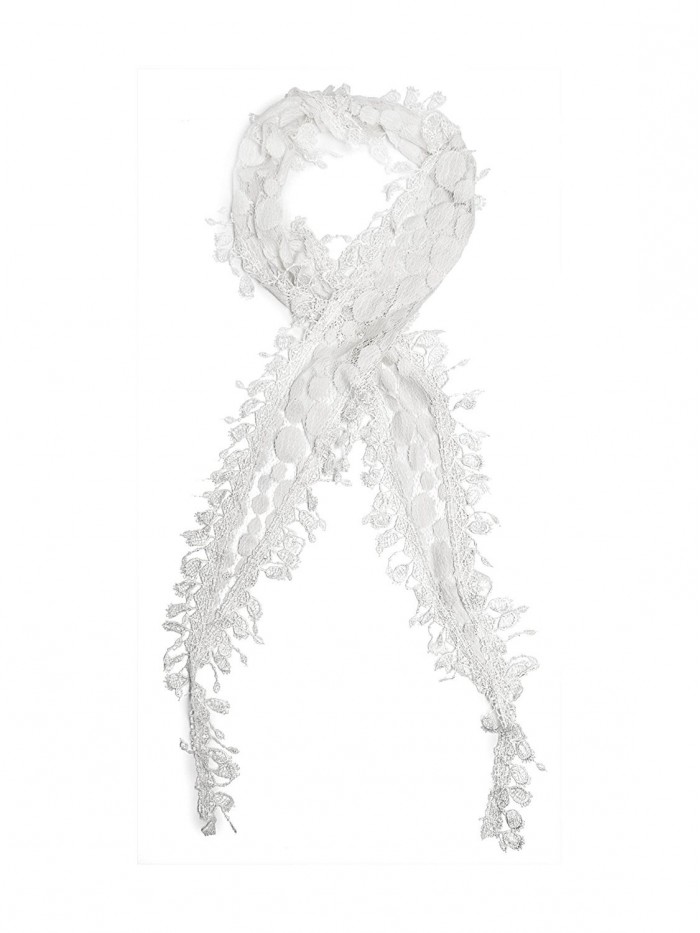 Bohomonde April Scarf- Polka-dot Lace net scarf with crochet lace trim - White - CP180WXWGTT