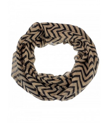 Lookatool Women Infinity Chevron Zig Zag Color Block Double Loop Scarf Wrap - Khaki - CL127LBHDKH