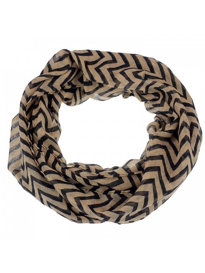 Lookatool Women Infinity Chevron Zig Zag Color Block Double Loop Scarf Wrap - Khaki - CL127LBHDKH