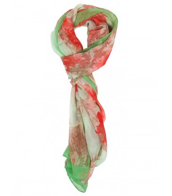 Love Lakeside-Modern- Lightweight Chiffon Silk Floral & Graphic Print Accent Scarves - 1560 Green - C0182EGGTRZ