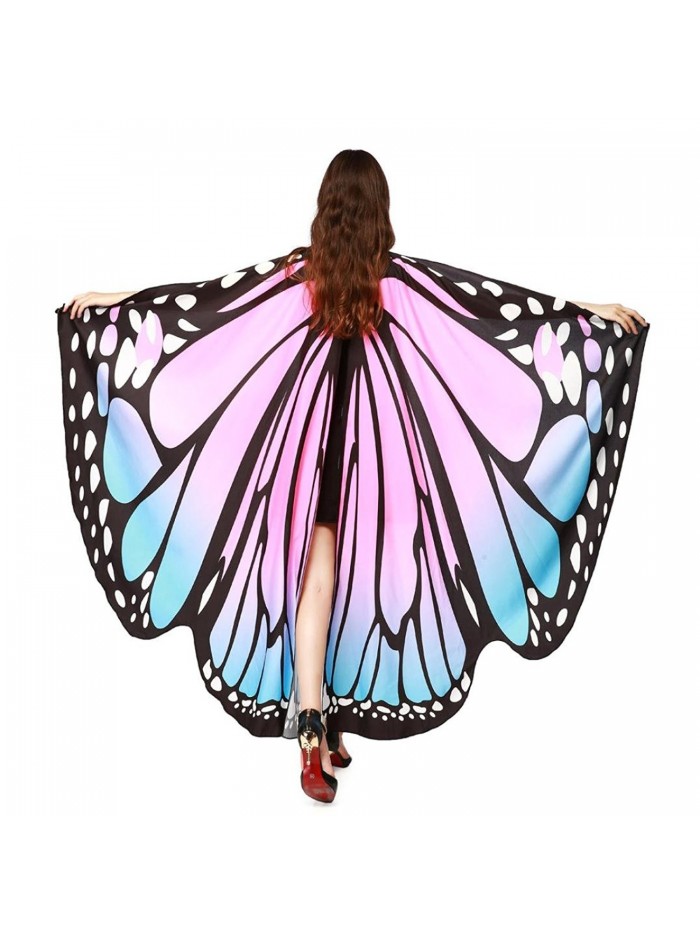 VESNIBA Prop Soft Fabric Butterfly Wings Shawl Fairy Ladies Nymph Pixie Costume Accessory - B-pink - CZ185U9Y4X0