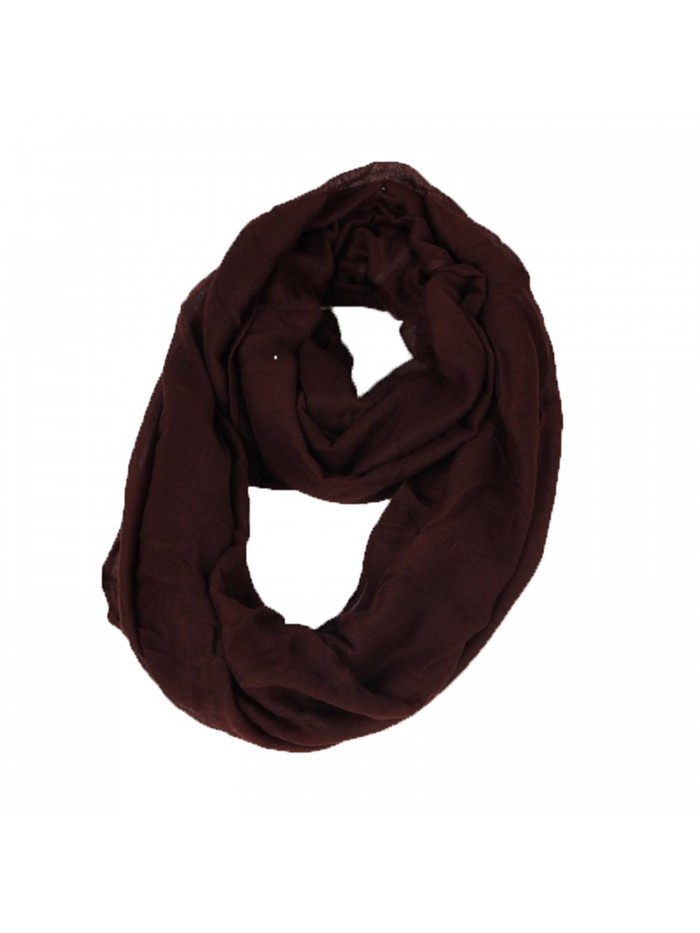 Obling Infinity Loop Scarf Women Large Solid Soft Lightweight Snood - Dark Coffee - C8188HY6Q87