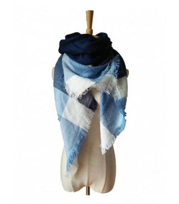 MIGAGA Soft Plaid Blanket Scarf Stylish Large Winter Warm Tartan Pashmina Wrap Shawl - Blue Navy Blue - CL12O0E4B1Q