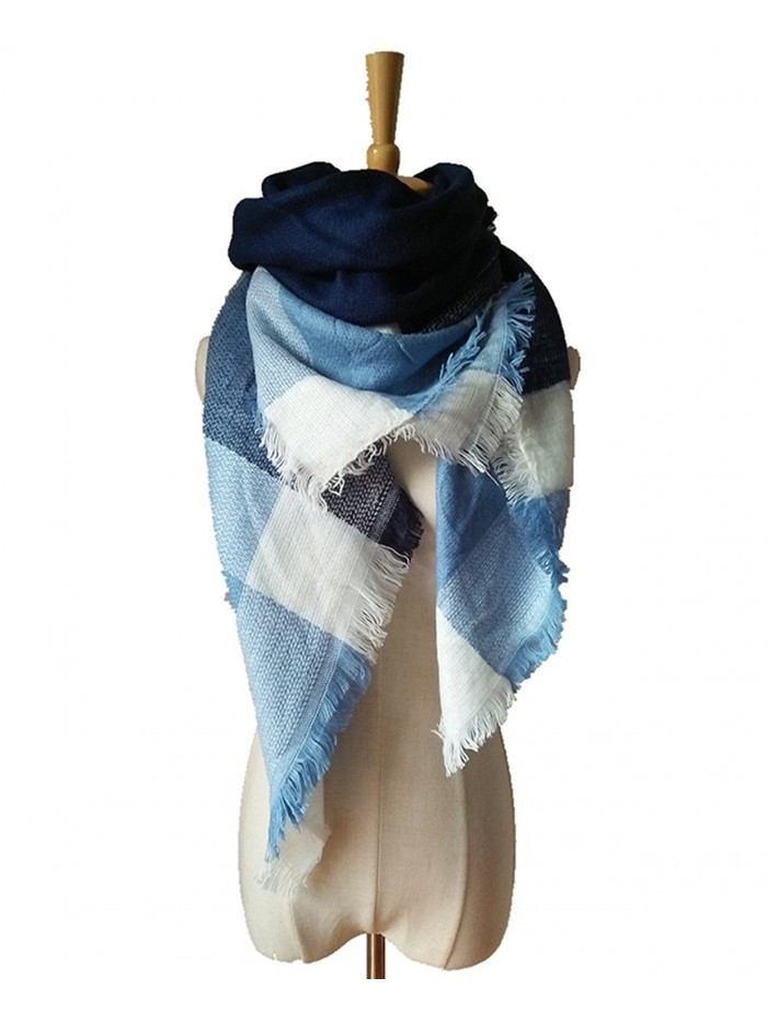 MIGAGA Soft Plaid Blanket Scarf Stylish Large Winter Warm Tartan Pashmina Wrap Shawl - Blue Navy Blue - CL12O0E4B1Q