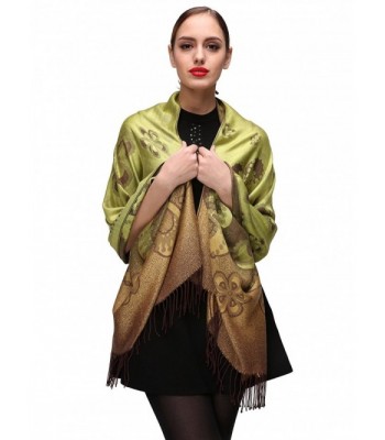 Women's Large Soft Silky Pashmina Shawl Wrap Scarf Elegant Colors - Green-c084 - CX185X8050X