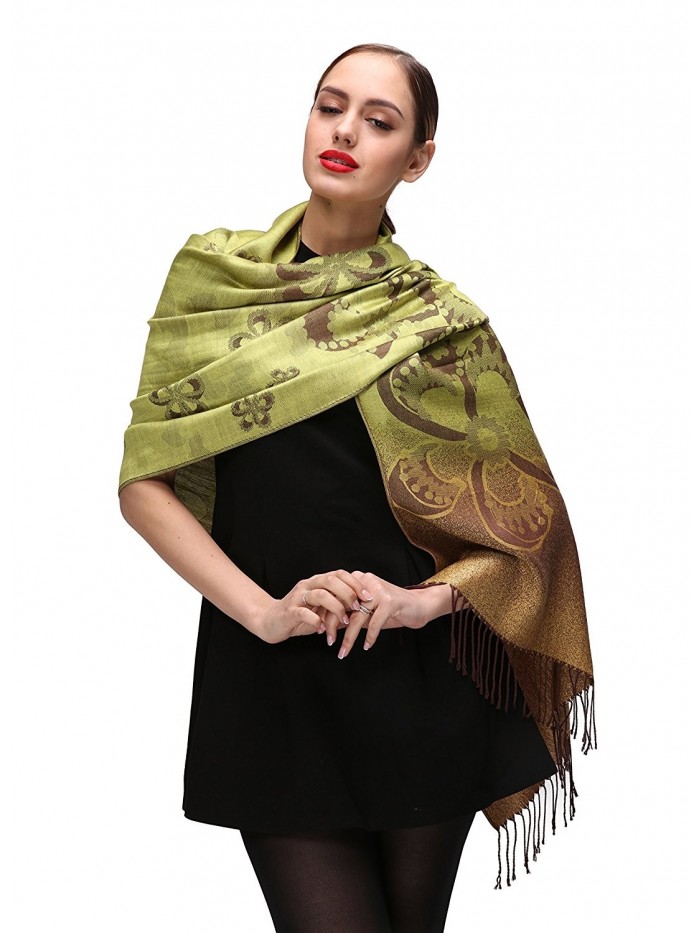 Women's Large Soft Silky Pashmina Shawl Wrap Scarf Elegant Colors ...
