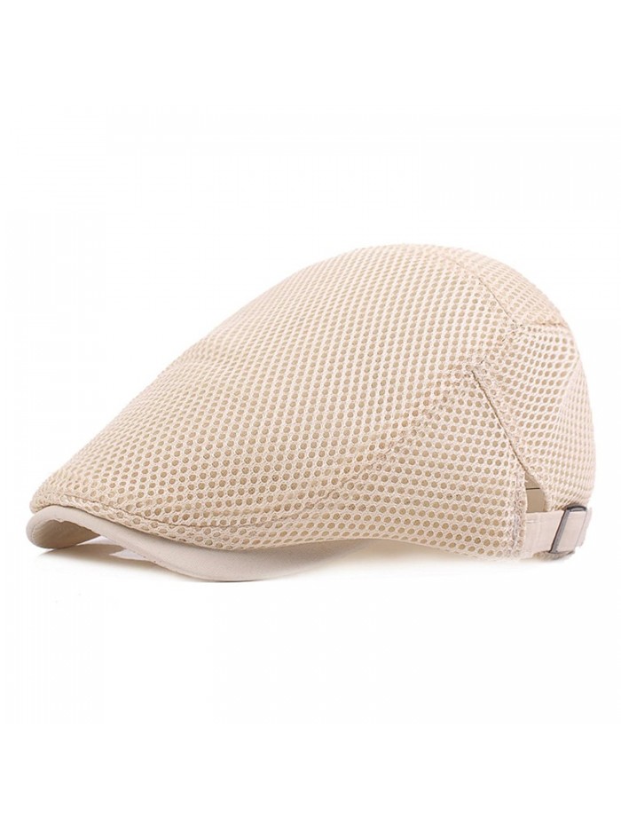 Men Breathable Mesh Summer hat Newsboy Beret Ivy Cap Cabbie Flat Cap ...