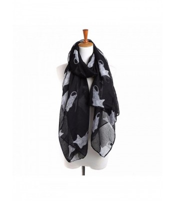 Tuscom Women Ladies Cat Print Long Scarf Warm Wrap Shawl(90cm&times180cm) - Black - CK12NTN8IQE