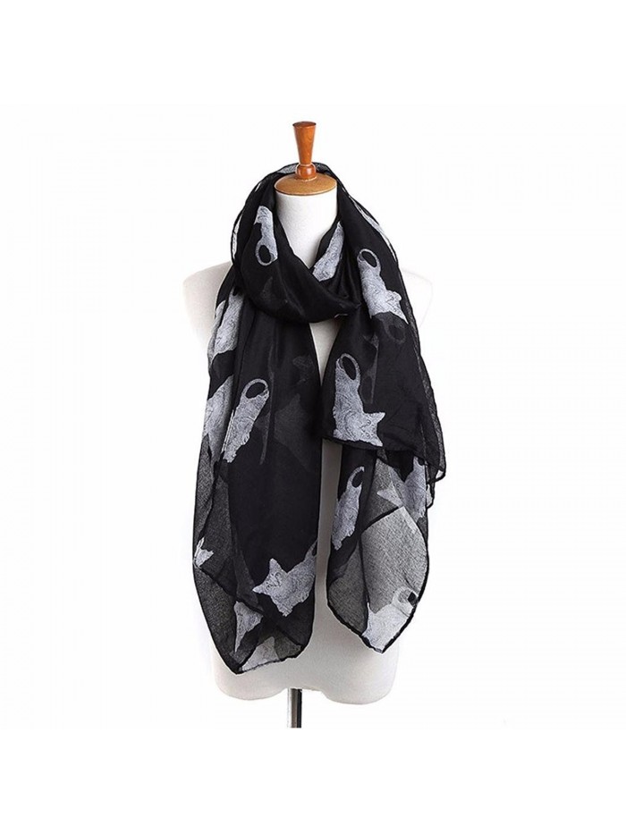 Tuscom Women Ladies Cat Print Long Scarf Warm Wrap Shawl(90cm&times180cm) - Black - CK12NTN8IQE