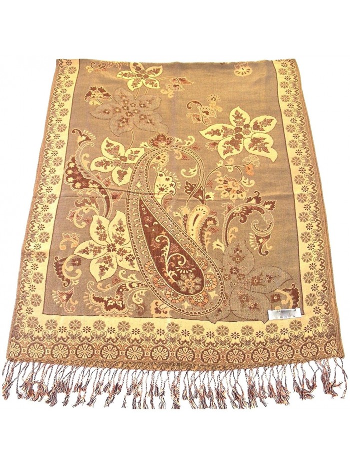 Azad Design 2 Ply Reversible Shawl Pashmina Scarf Wrap Stole Throw CJ Apparel NEW - Brown - CN125PMLQTD