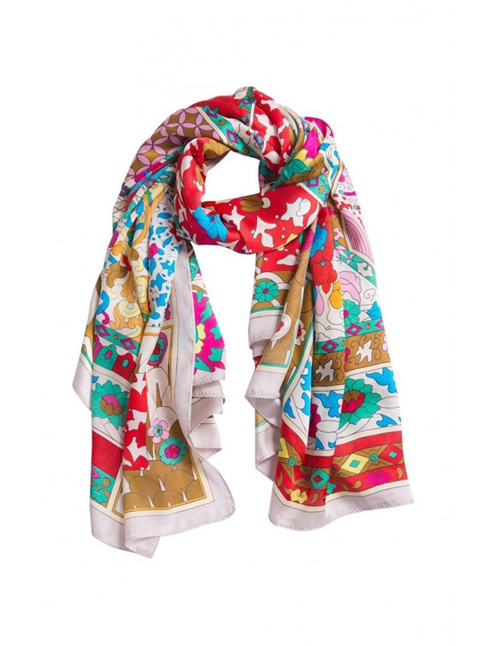 Amymode Women's Scarf Flowers - Champagne - CM12OCOEZ86