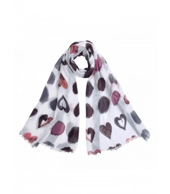 Elegant Hearts Print Frayed End Scarf Wrap - Diff Colors Available - Grey - CH12D6NL67Z