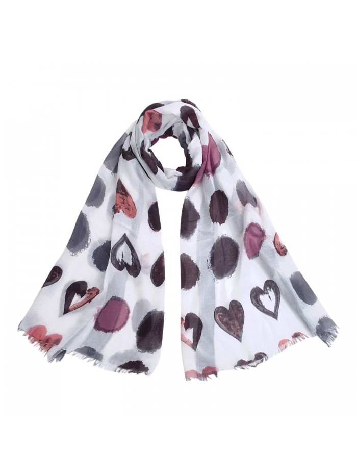 Elegant Hearts Print Frayed End Scarf Wrap - Diff Colors Available - Grey - CH12D6NL67Z