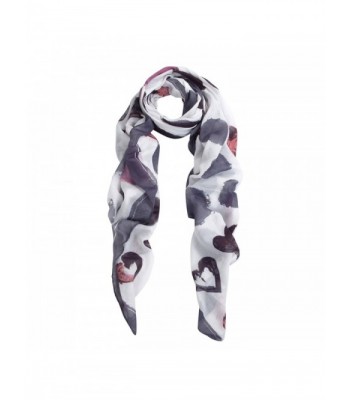 Elegant Hearts Print Frayed Scarf