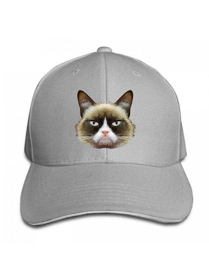 Efbj Grumpy Cat Classic 100% Cotton Hat Caps Unisex Fashion Baseball Cap Adjustable Hip Hop Hat(6 Colors) - Ash - CJ188YD7ZND