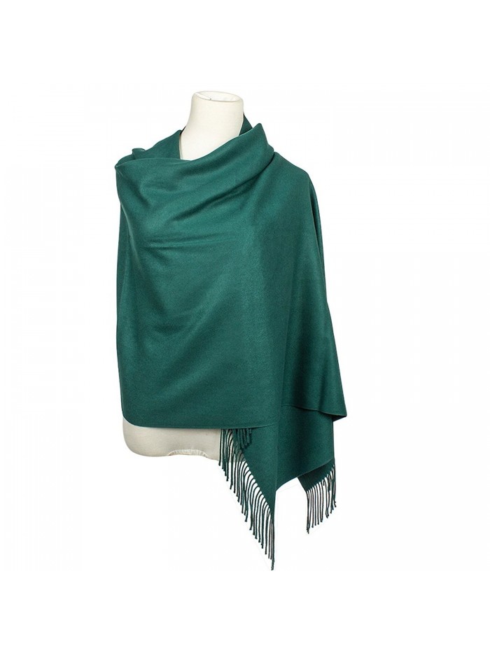 Colleer Pashmina Style Wrap Scarf Solid Colour Shawl Pure Cashmere - All Seasons - Green - CB188IIGXS4