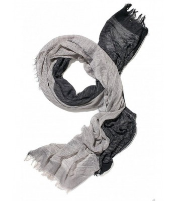 Ladies Shawl Loose Woven Cotton Blanket Scarf Soft Wrap Fashion Scarves For Women - smoky white- charcoal black - CC12N3WUZKO