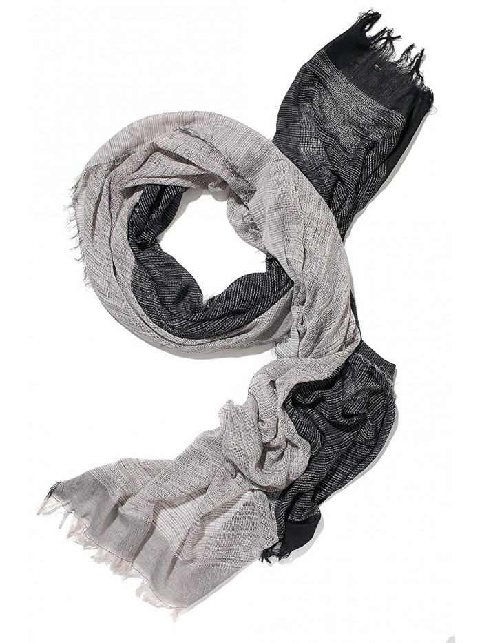 Ladies Shawl Loose Woven Cotton Blanket Scarf Soft Wrap Fashion Scarves For Women - smoky white- charcoal black - CC12N3WUZKO