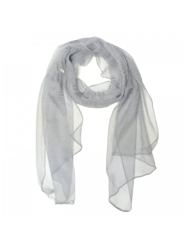 Light Soft Scarves -Chiffon Vintage Solid Color Scarf - Gray - CW182Y85T9K