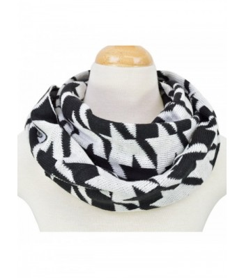 Classic Premium Houndstooth Knit Infinity Loop Circle Scarf - Diff Colors Avail - Black/White - CZ11U2IJIXR